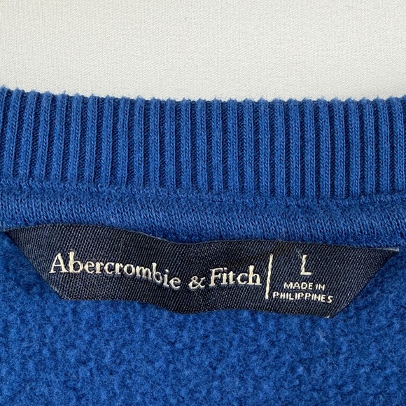 Abercrombie & Fitch Womens Blue V-Neck Sweater White Stripe. Size L. Cropped - Picture 2 of 6